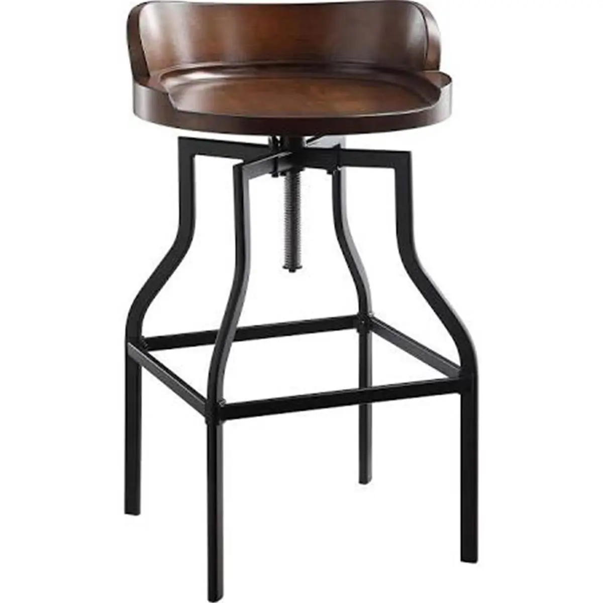 Marais Adjustable Indoor Stool - Chestnut & Black, Traditional Design, 18 lbs, 24-30.5" H x 13.5" W x 14" D, Complements Traditional and Modern Decor