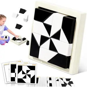 Puzzle Blocks for Kids,Education Puzzle Toy with Storage Tray,Brain Teaser with Challenges Cards 3D Logic & Spatial Thinking Tabletop Toy for Boys Girls