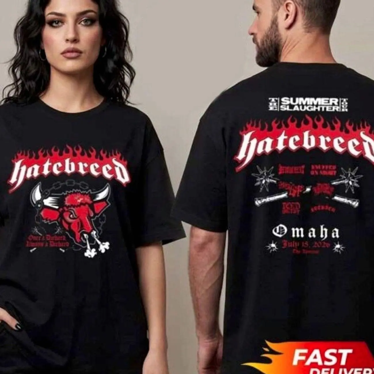 Hatebreed The Summer Slaughter Tour 2026 Omaha Buffalo Heads Event Tee At The Admiral On July 15 2026 Unisex T Shirt Two Sided JFP YGM Y4I