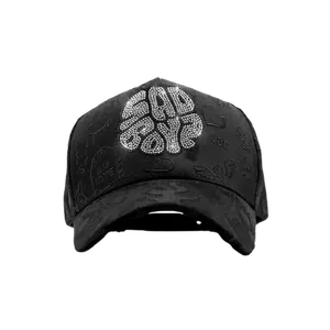 Dandy Hats Sad Boyz Crystal Black Snapback Hat - Men's Adjustable, Black Logo, Casual Streetwear Accessory, Father’s Day Gift, Adjustable Hats, Black Logo Hats