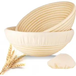 A set of 2 9-inch rattan fermentation baskets.Handmade bread making suitable for professionals and home bakers.The ideal gift for male and female bakers