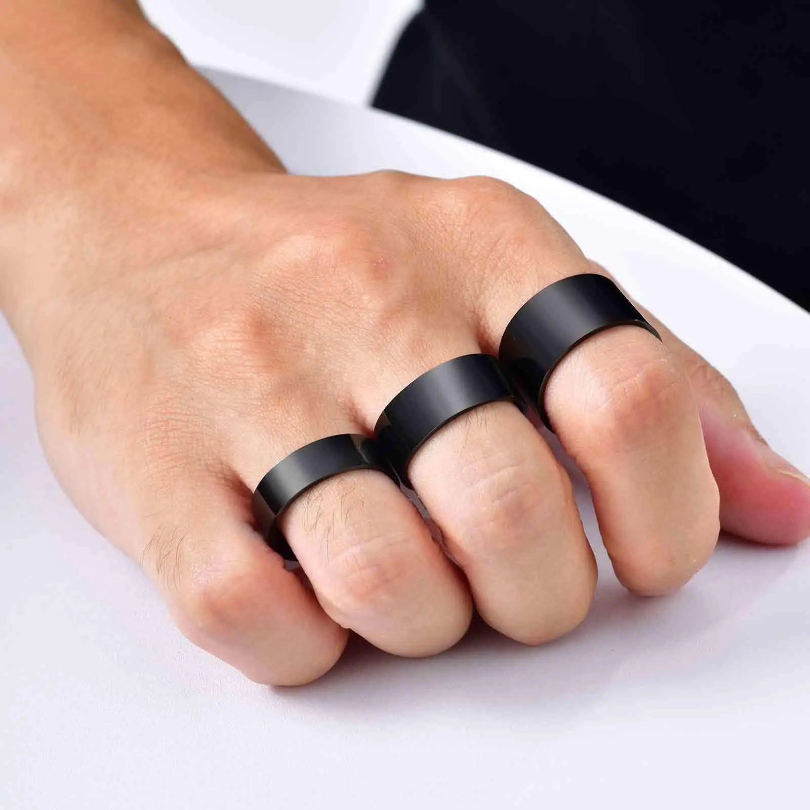 Vnox 6/8/11.5mm Width Open Adjustable Ring for Men, Classic Basic Punk Style Waterproof Never Fade Stainless Steel Finger Band