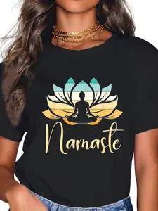 100% Cotton Namaste Lotus Flower Meditation Yoga Men Women T-Shirt