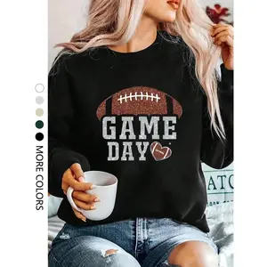 Women’s letter-print crewneck sweatshirt, casual long-sleeve pullover for daily wear, ladies’ fall clothing, hoodie