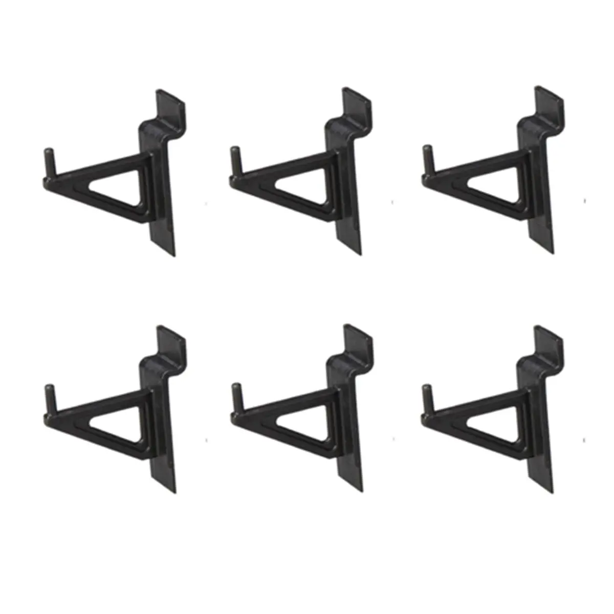 212 MAIN Black Plastic Slatwall Hangers - 2-in Hangable Jifram-Compatible Organizer Hooks (01100635 Extrusions), 32 lbs Capacity, Expandable 6-Piece Set for Home Wall Decor Hanging