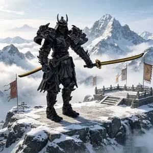 Samurai Trendy Model Toy, Articulated Joints + Dual Samurai Swords, Dark Style, Perfect Gift for Boys, Collectible Action Figure
