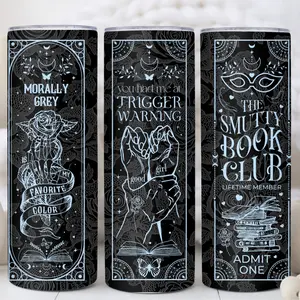 You Had Me at Trigger Warning 20oz Tumbler, The Smutty Book Club Booktok Travel Cup, Morally Grey Era Stainless Steel Bookish Mug, Smut Books, Dark Romance Books skinny tumbler