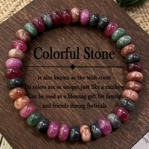 Handmade Multicolor Bracelet Natural Rainbow Beads with Pink, Green, Brown & Black Stones Bohemian Jewelry for Casual Attire, Christmas Gift for Family & Friends, Year-Round Accessory, Holiday Present, Stylish Accessory, Artisanal Craftsmanship, Beaded Ac
