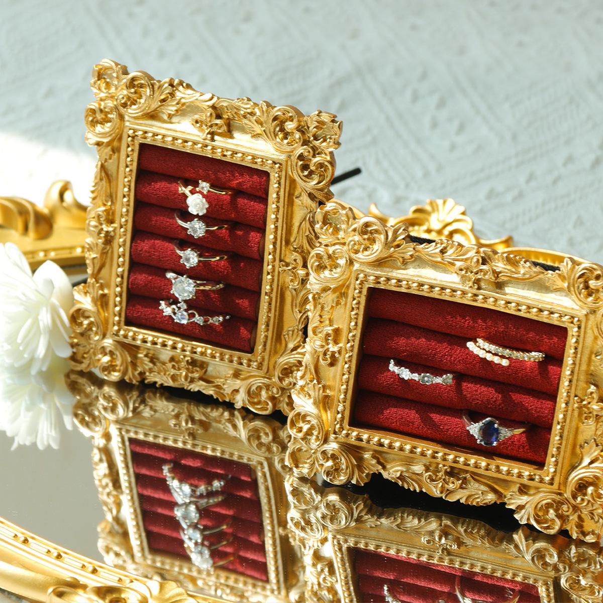 Vintage Jewelry Display Stand,Velvet Rings & Earring Photo Frame Holder,Horizontal Vertical Standing Props For Jewelry