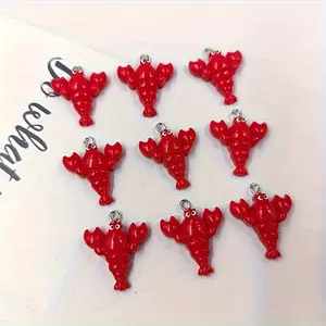 Realistic Lobster Charms, Glossy Resin Crab Pendants for Jewelry Making & DIY Projects, Ocean-Themed Accessories for Parties
