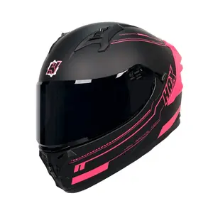 HAX Matte Black Pink Motorcycle Helmet DOT ECE Certified Aerodynamic Design with Multiple Vents and Hypoallergenic Padding