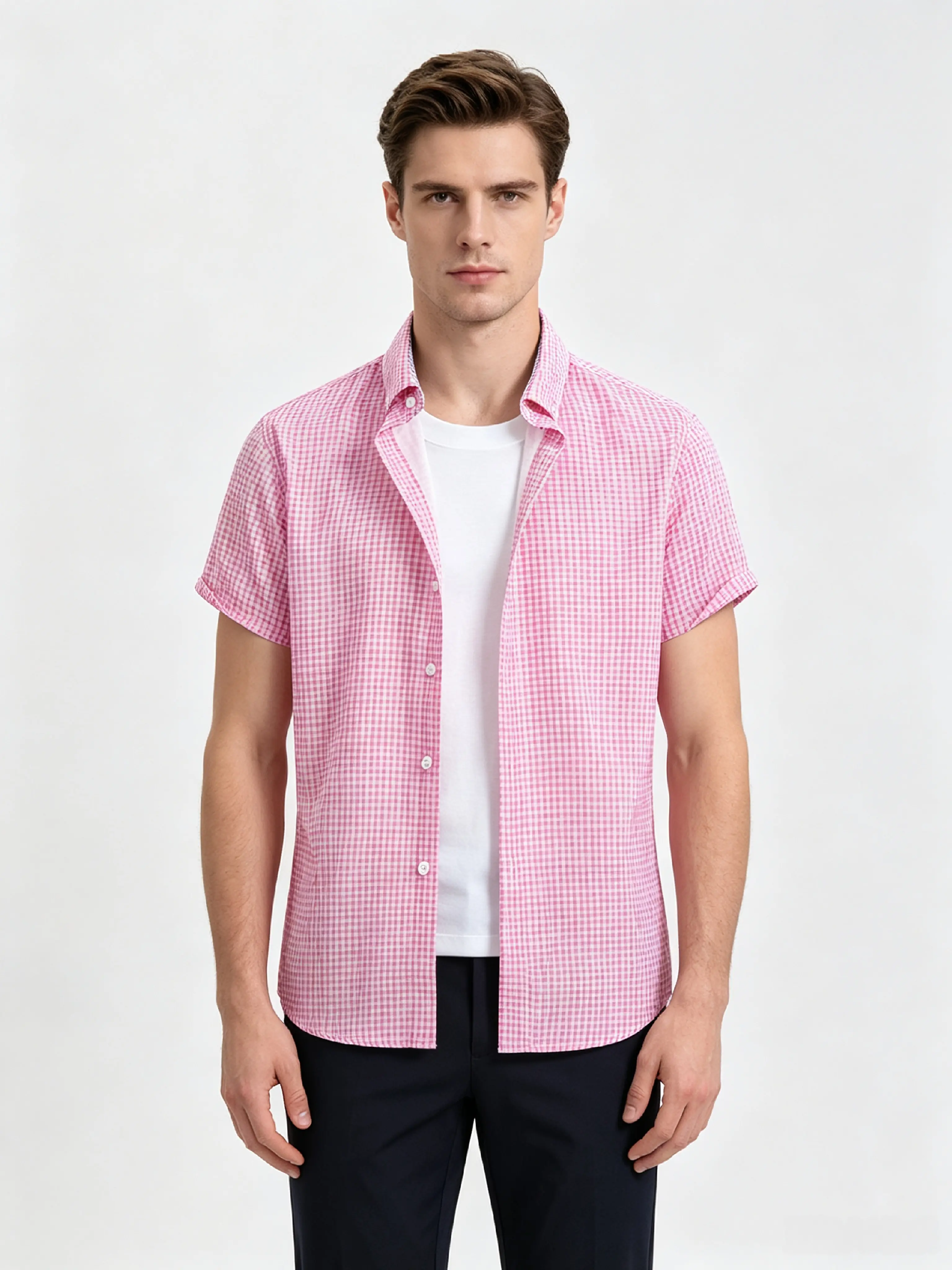 Men's Casual Button-Down Plaid Shirt