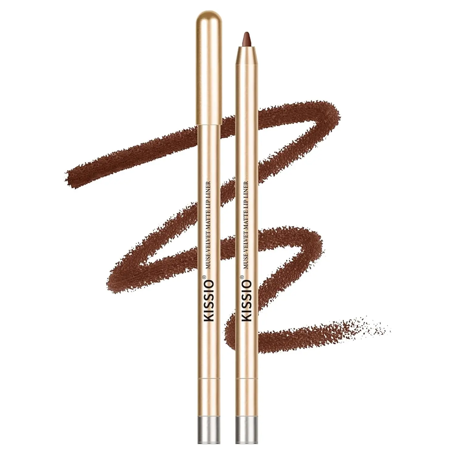 KISSIO Lip Liner,Creamy Lip Pencil,Long Lasting Lip Liner with Sharpener,Matte Finish,Smooth and Soft,Non-Dry,Easy to Use,Cruelty free