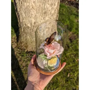 Vintage Floral Butterfly Cloche Butterfly Gift Cottagecore Decor Fairy Decor Fairy Home Elegant Home Decor Woman Gift Vintage Cloche