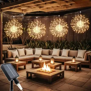 Solar Hanging Firework Light 180led/240led, Adjustable 8 Modes, Smart Sensor, Ideal for Patio, Umbrella, Garden, Christmas Decor