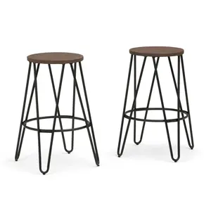 Simeon 26 inch Metal Counter Height Stool with Wood Seat (Set of 2)