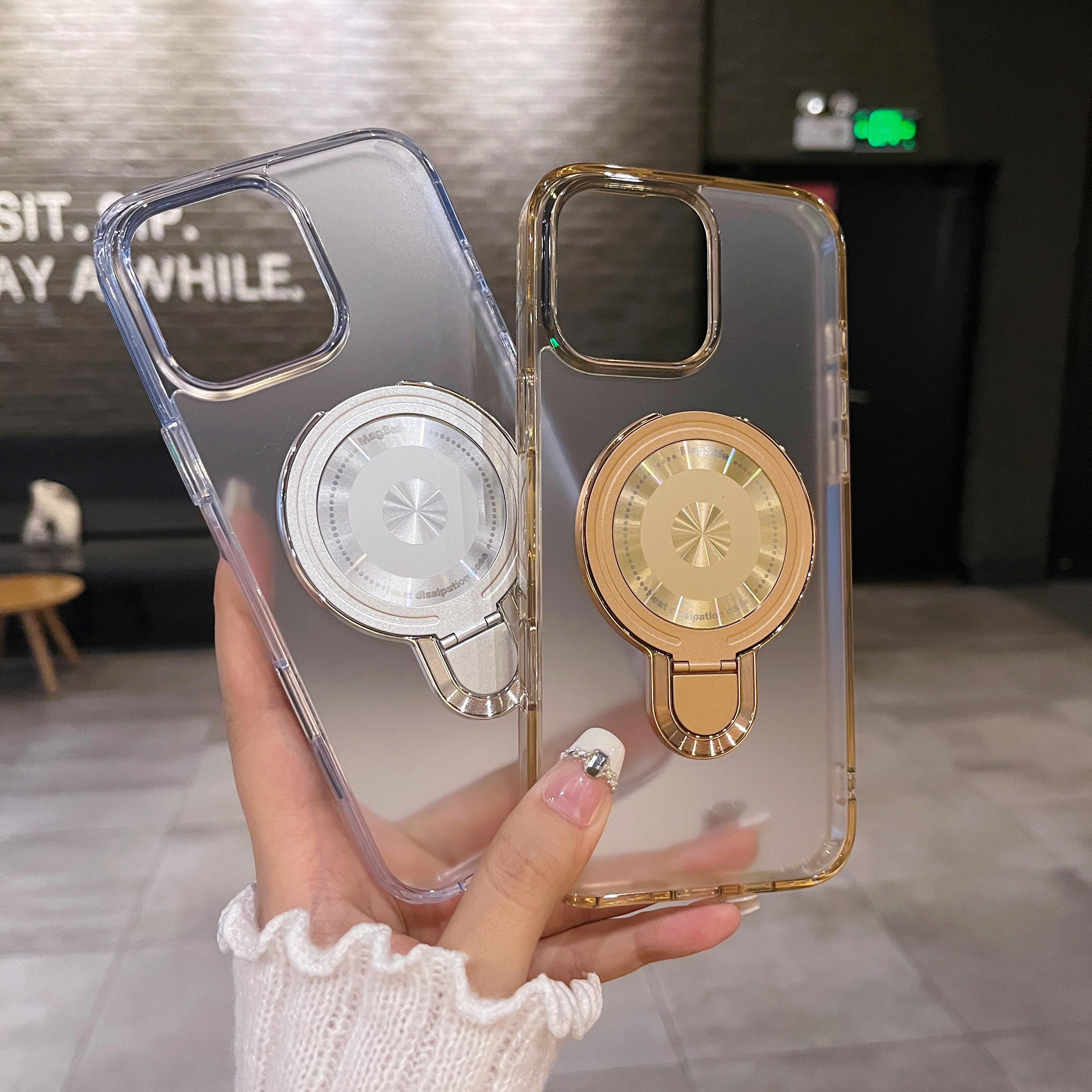 MagSafe Compatible Frosted Matte Phone Case with Kickstand & Touch Control, Luxury Rotatable Magnetic Holder Cover for iPhone 16 Series