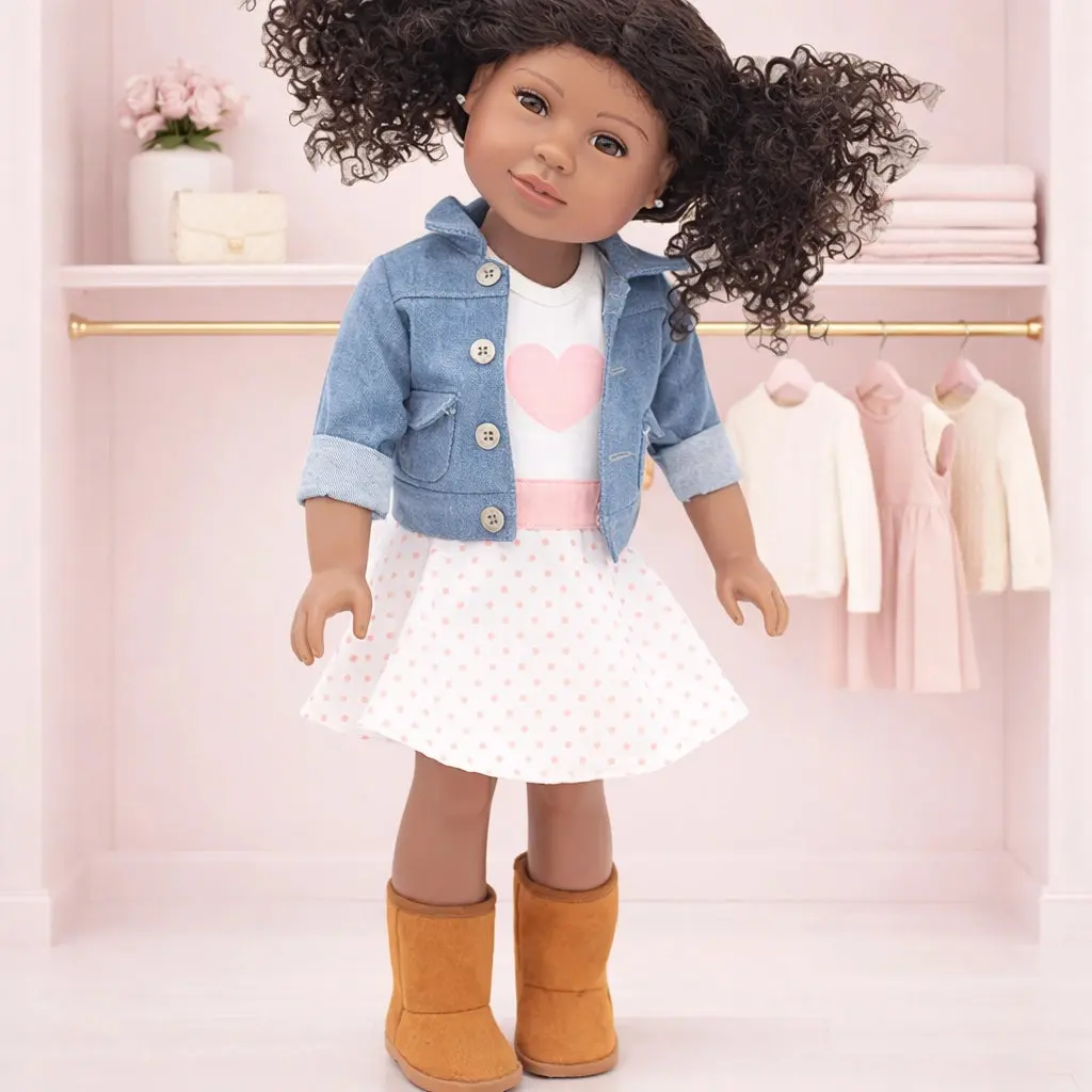18” Doll Clothes Outfit Set with Boots, Confidence Style Collection for Doll Accessories