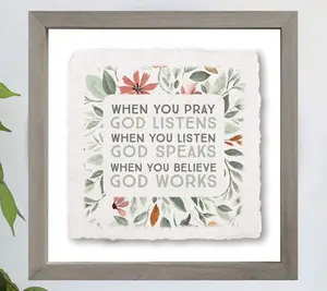 Sincere Surroundings 10" Pray God Listens Floating Frame Art