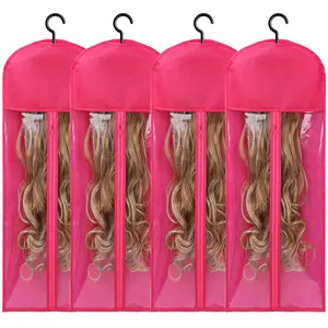 Professional Extra Long Wig Storage Bags Set of 4 – Breathable Wig Bags with Hanger & Hook