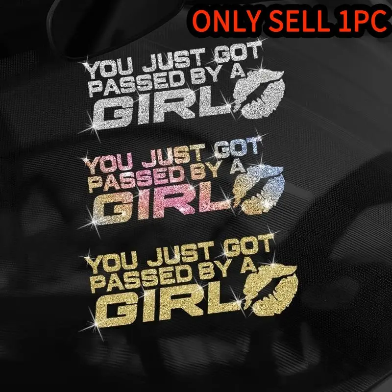 1PC English You Just Got Passed By A Girl and Lip Pattern Car Stickers, Car Decals, Decal for Cars, Girly Car Accessories, Easy To Apply Without Leaving A Trace, Suitable for Cars, Motorcycles & Trucks, Female & Personalized Shiny Car Stickers