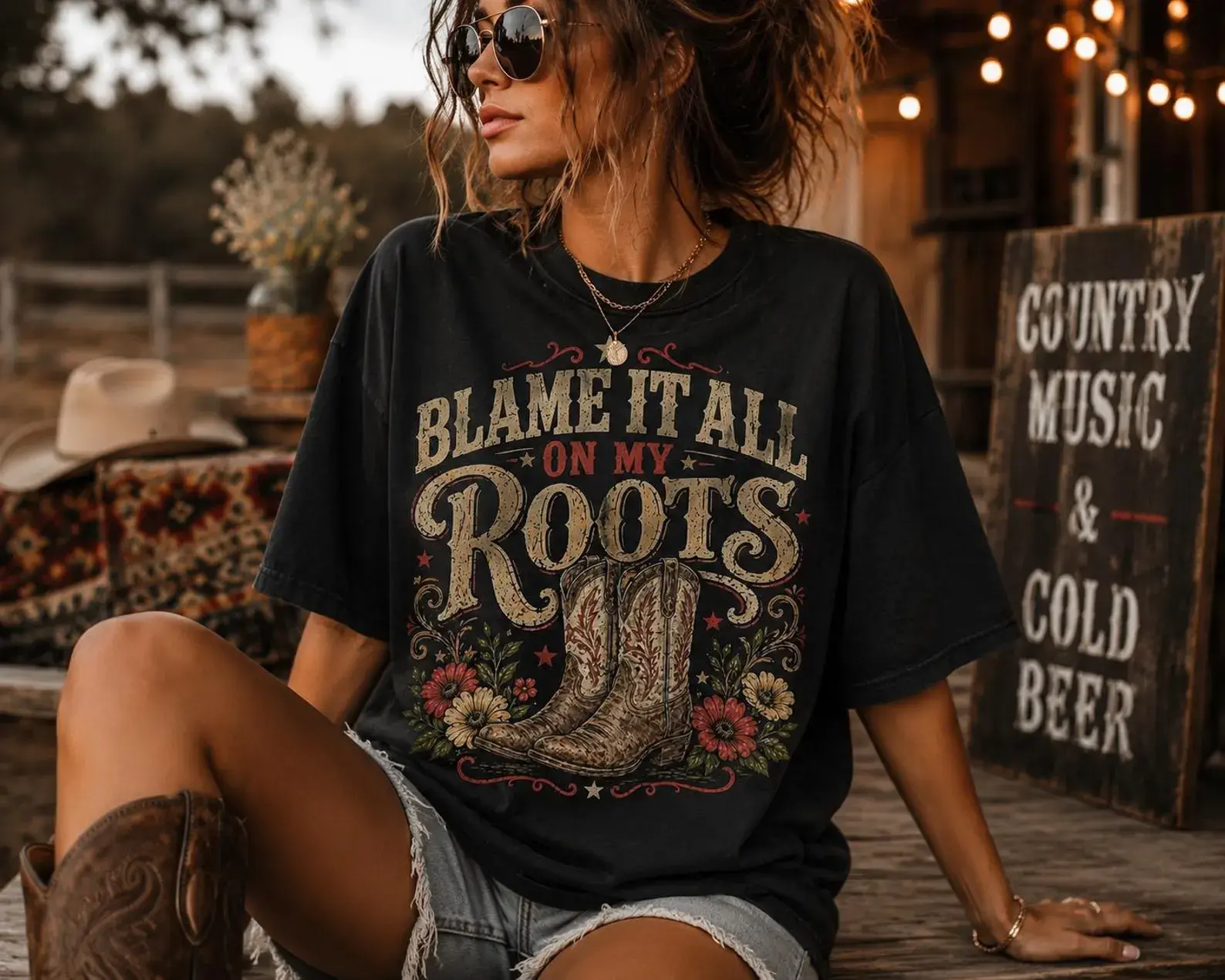 Blame It All On My Roots Tee, Country Concert Shirt