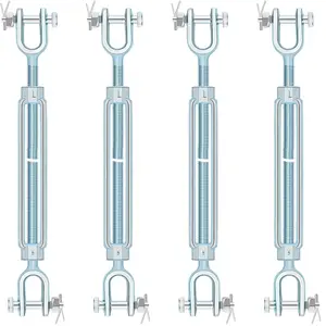Galvanized Steel Turnbuckle Hooks, 1/2 Inch, 2200 Lbs WLL, 4 Pcs for Sun Shades, Cables, Tents, Outdoor Lights