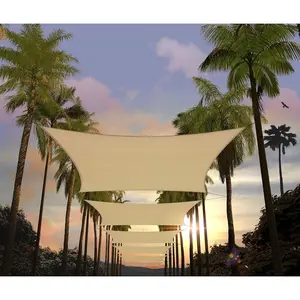 14' x 20' Beige Rectangle Sun Shade Sail Canopy Awning Fabric Cloth - UV Blockage, Water & Air Permeable, Heavy Duty Commercial Grade, Outdoor Patio Garden (We Make Custom Size)