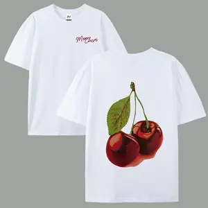 Women's Oversized Cherry Graphic T-Shirt Vintage Washed Short Sleeve Tee Retro Fruit Print Casual Streetwear Tops for Y2K Fashion Fans