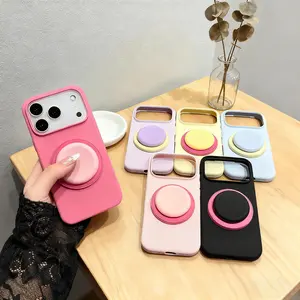Korean ins contrasting color liquid silicone bracket is suitable for Apple 17promax mobile phone case iphone16/15/14 new ultra-thin cloud sense dirt-resistant simple solid color advanced sense anti-drop men and women Tough Cat 17 promax 11-17 pro max