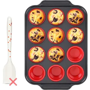 Muffin Pans for Baking with Metal Reinforced Frame, Nonstick Cupcake pans 12 regular size, Muffin Tin Easy to Pop,  Egg Bite Molds for Oven Dishwasher Safe