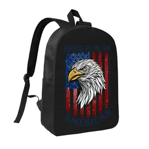 Proud to be an American Backpack 17in Street Style Casual Daypack Independence Day Lightweight Bookbag