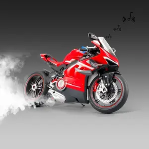XLG Die-cast Motorcycle Model V4 Series, Motorcycle Diecast, Adjustable Multi-Functional Toys with Double Jet Sound Effects & Display Stand, Electric Toys for Kids, Friends & Family, Realistic Sound Effects, Alloy Texture, Performance-Level Replica Design