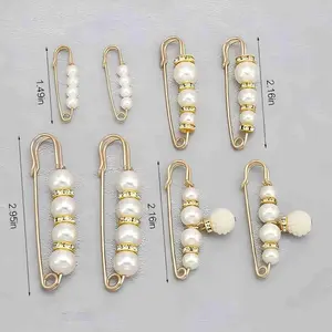 8 pieces of rhinestone pearl brooch, women's pin style cardigan collar and pants, lengthened safety pin design, artificial pearl skirt, chest flower accessory Multicolour Silky Durags and Cap Set Hat Clip Charms Jewelry Beads Hat Clip