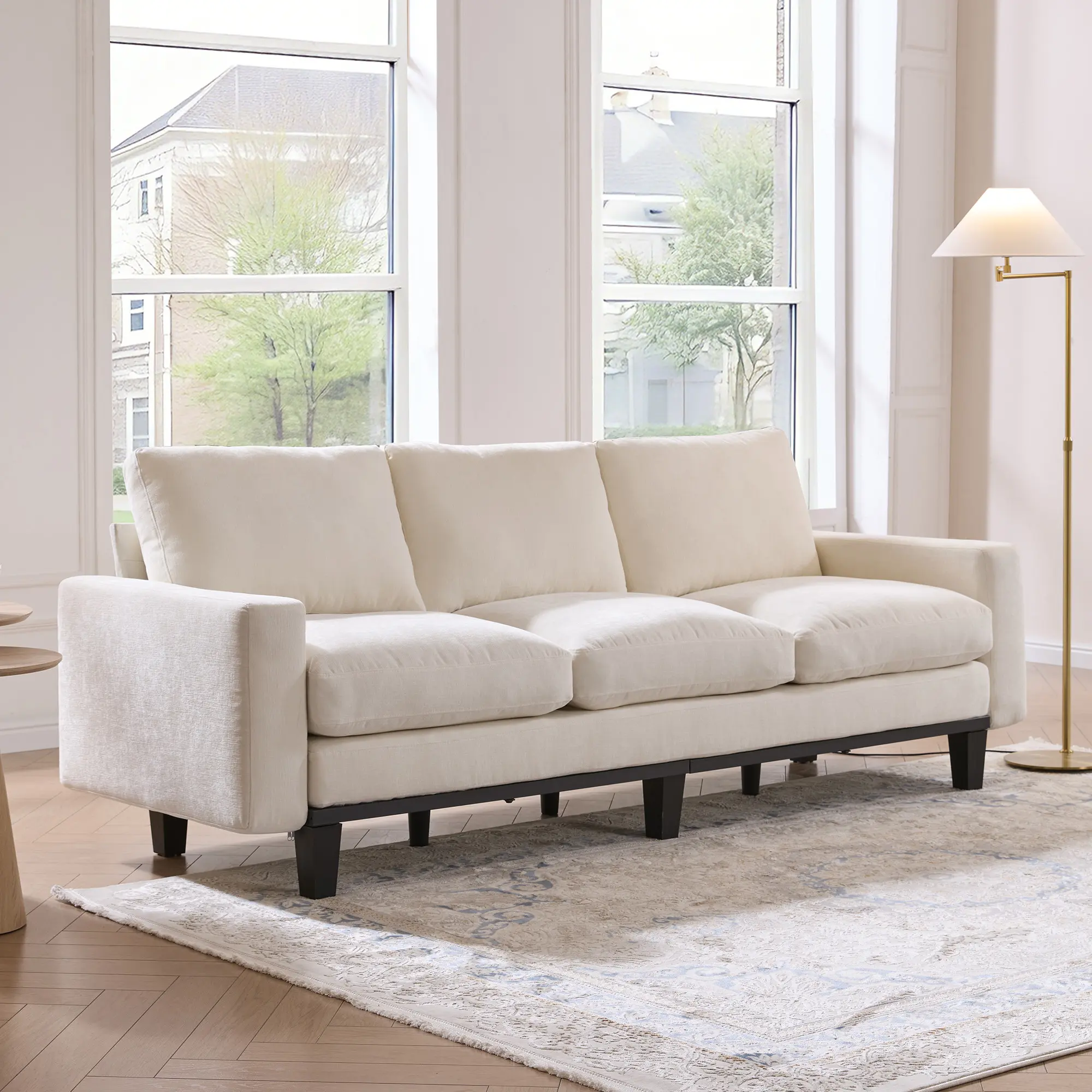 [TiktokShopStockUp] AMERLIFE Modern 3 Seater Sofa with Deep Seat, Fabric Couch for Living Room, Full Metal Support, Pet-Friendly Comfy Sofa, Standard Couch for Bedroom & Apartment