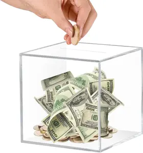Piggy Bank for Adults, Unbreakable Piggy Bank, Clear Acrylic Money Box, Money Saving Challenge Box for Cash Coin, Must Break to Open, Easy and Fun Way to