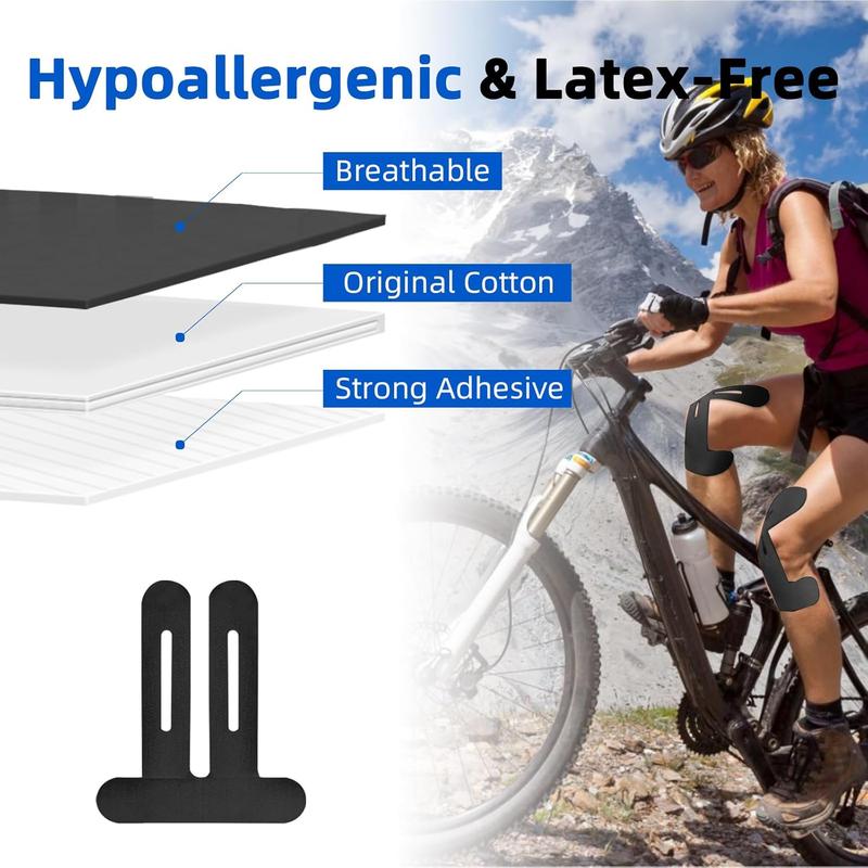 Precut Kinesiology Tape for Knees, 12 Pcs - Knee Support & Stability, Knee Pain Relief Athletic Tape - Waterproof & Elastic, Breathable Hypoallergenic Latex-Free Tape, Black