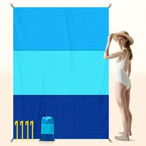 4-7 Persons Extra Large Beach Blanket, Lightweight Sand Proof Outdoor Mat, Portable Foldable Picnic Mat For Seaside Travel Camping Hiking Leisure Use