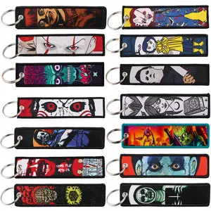 Halloween Horror Movie Theme Keychain for Motorcycles Key Rings Key Fobs Holder Embroidery Key Tag Decorative Accessories