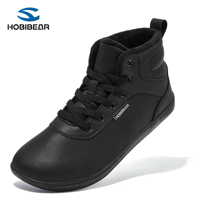 HOBIBEAR Womens Barefoot  Wide Toe Box Warm Ankle Sneakers Girl Bota Autumn comfort gal Athletic Running Boot Springtok Walking Shoes Footwear Leather Brown