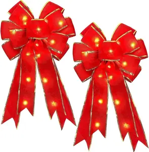 Christmas Tree Top Decoration Pendant Large Bow Diy Velvet Cloth Lace Ribbon Home Decor New Year Party 2024 Diy Gift Accessories