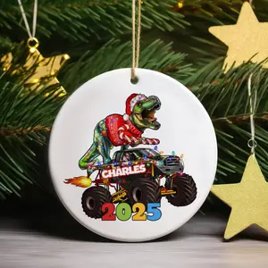 Personalized Dinosaur Christmas Ornament, Christmas Truck Ornament, Boys Dino Christmas Ornament, Dinosaur Ornament Name Gift For Child