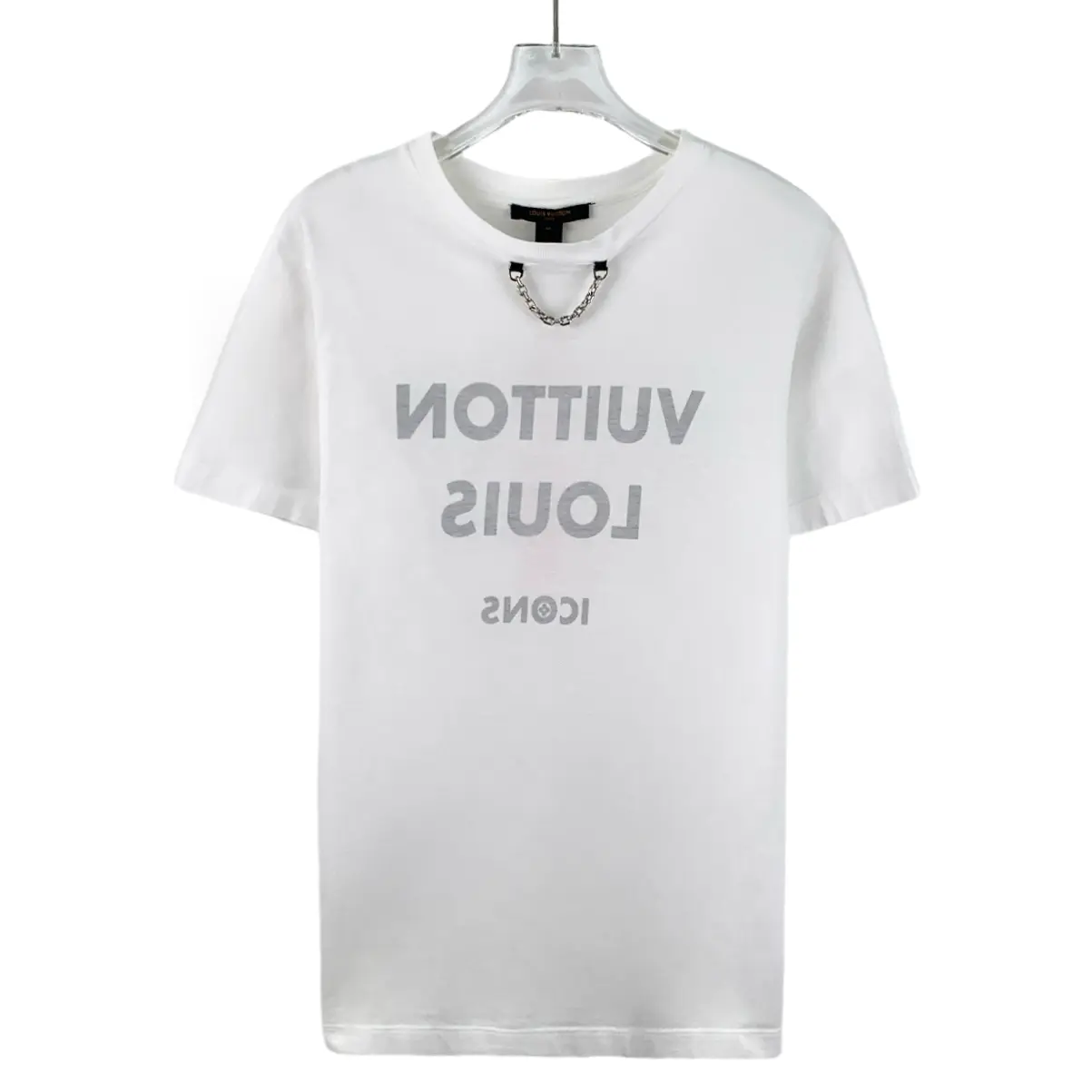 RDLT— Louis Vuitton White Logo Chain Print Cotton T-Shirt Size S