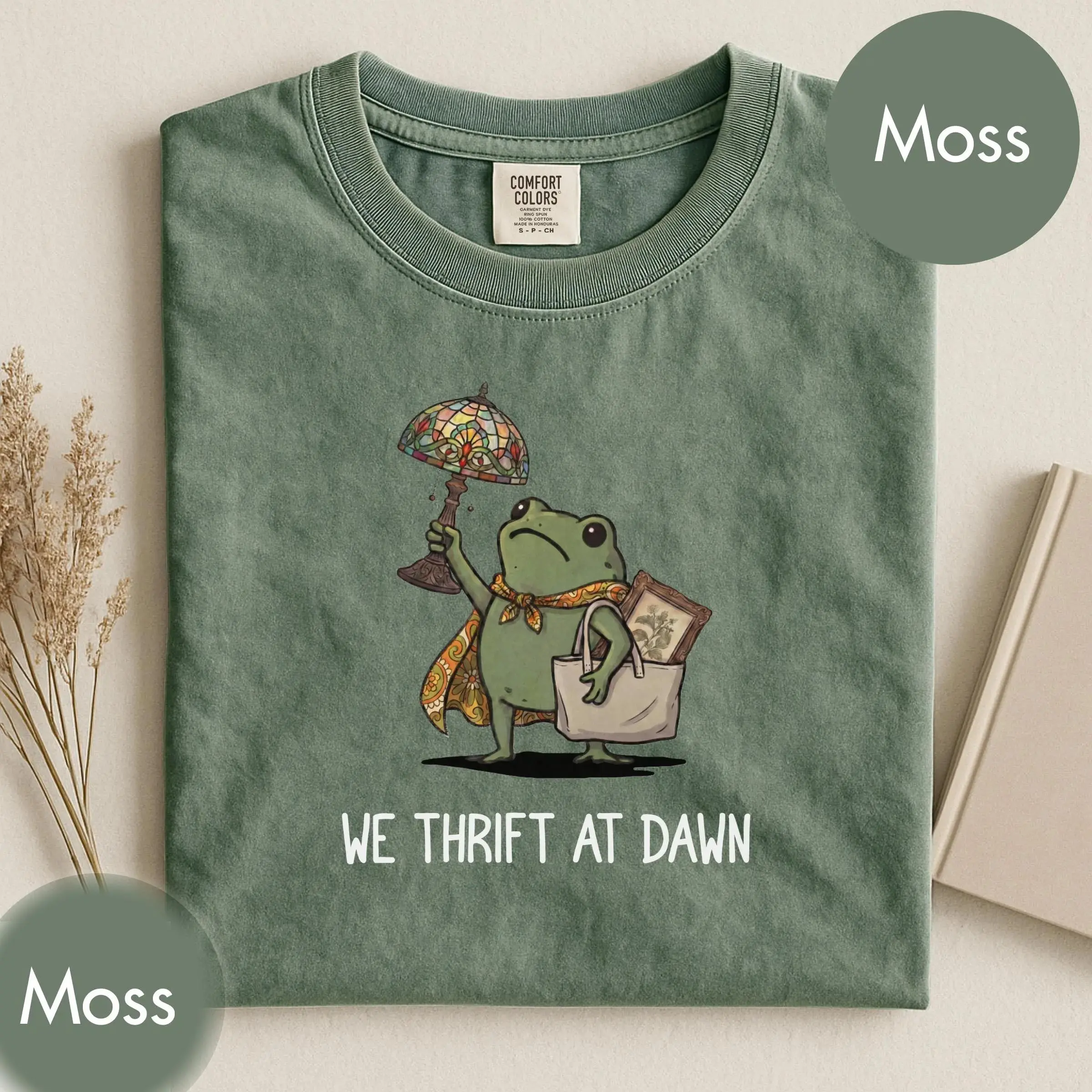 Comfort Colors We Thrift at Dawn Shirt, Funny Frog Meme Thrifting Tee, Thrift Lover Tshirt, Vintage Collector Gift