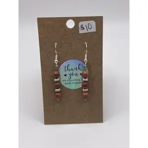 Dangle Earrings with Brown Goldstone Beads
