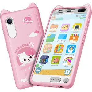 Kids Smart Phone for Girls 3.97" Touchscreen Toy Phone Dual Camera Built-in 8G SD Card Birthday Gift for 3-12 Year Old Boys Girls Toys Pink