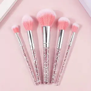 5pcs Makeup Brush Set With Fashionable Glitter Rhinestone Handle, Face Makeup Brush, Powder Brush Blush Brush Eyeshadow Brush, Professional Makeup Brush/Cosmetic Brush