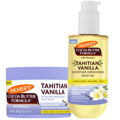 Palmer's Cocoa Butter Formula Tahitian Vanilla Moisture Drenching Body Balm and Body Oil Bundle