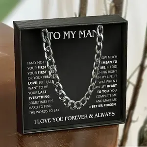 Including A Cross Necklace, Cuban Link Necklace, Stainless Steel Necklace, Comes with A Greeting Card and Gift Box, Is Perfect As A Decorative Gift for Boyfriends and Husbands, Ideal for Valentine's Day, Christmas, and Birthdays, Cuban Cross Necklace