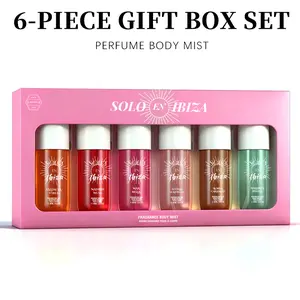 6-Piece Set, SOLO EN IBIZA Body & Hair Fragrance Mist Gift Box, Long Lasting Perfume, 6 Different Scents, Perfect For Holiday Gifts, Dating, Daily Life, Parties, 3 fl oz/bottle